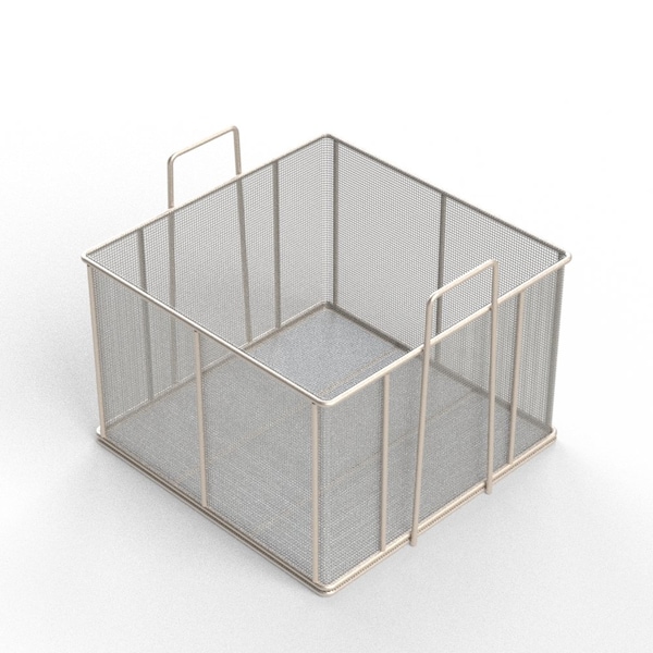 Anysizebasket Rectangular Wire Mesh Basket: 18Lx18Wx12H, 304 SS, 5/16 Rod Frame, Stacking Handles, Mesh: 4 x .063 TMT-180180120-A04S - main